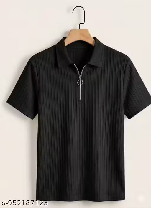 MEN.S TOP WEAR GREY ZIP POLO T-SHIRT FOR MEN COTTON SILK