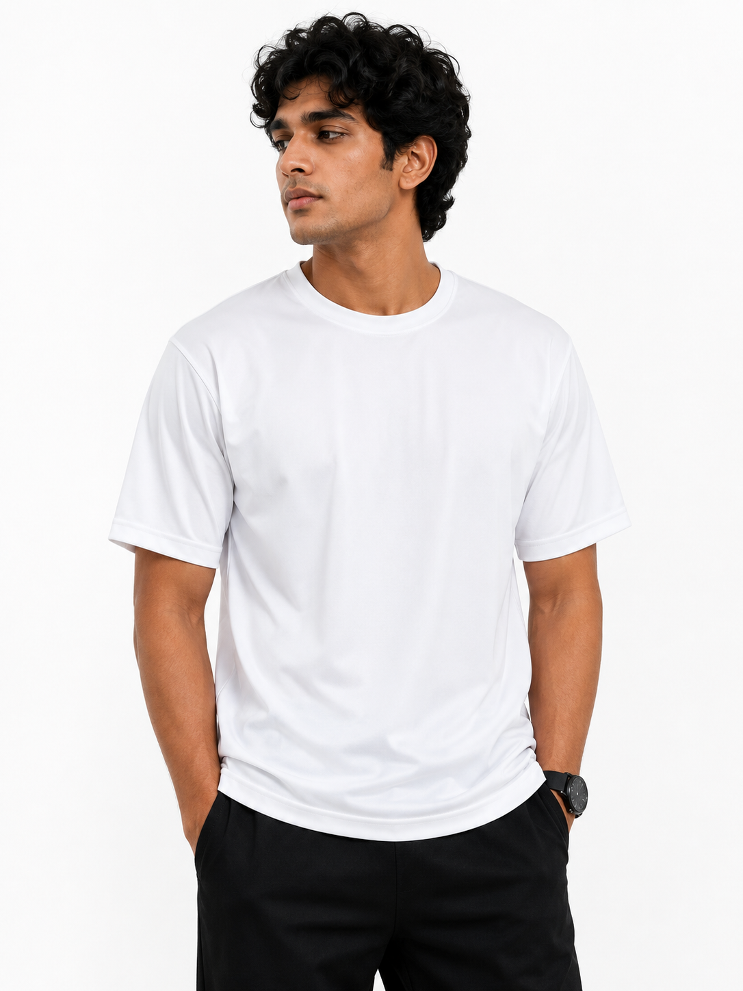 Plain White Polyester T-Shirt | XL Size | Premium Half Sleeve | UBS