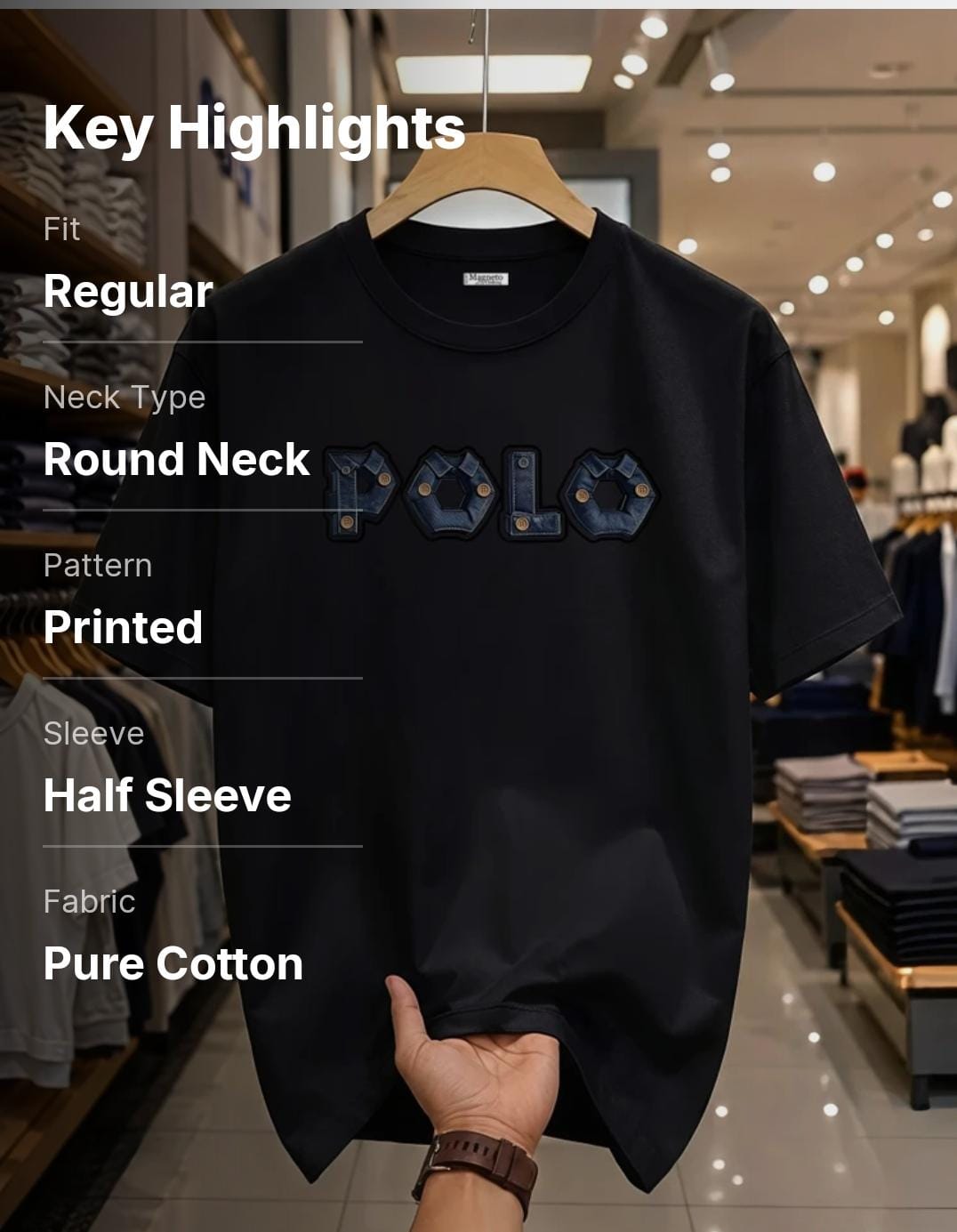 Magneto Men Printed Round Neck Pure Cotton Black T-Shirt