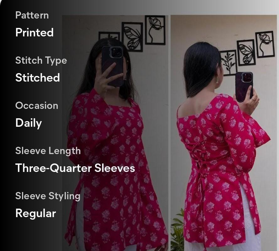 Women Rayon Printed Short Kurti