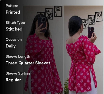 Women Rayon Printed Short Kurti