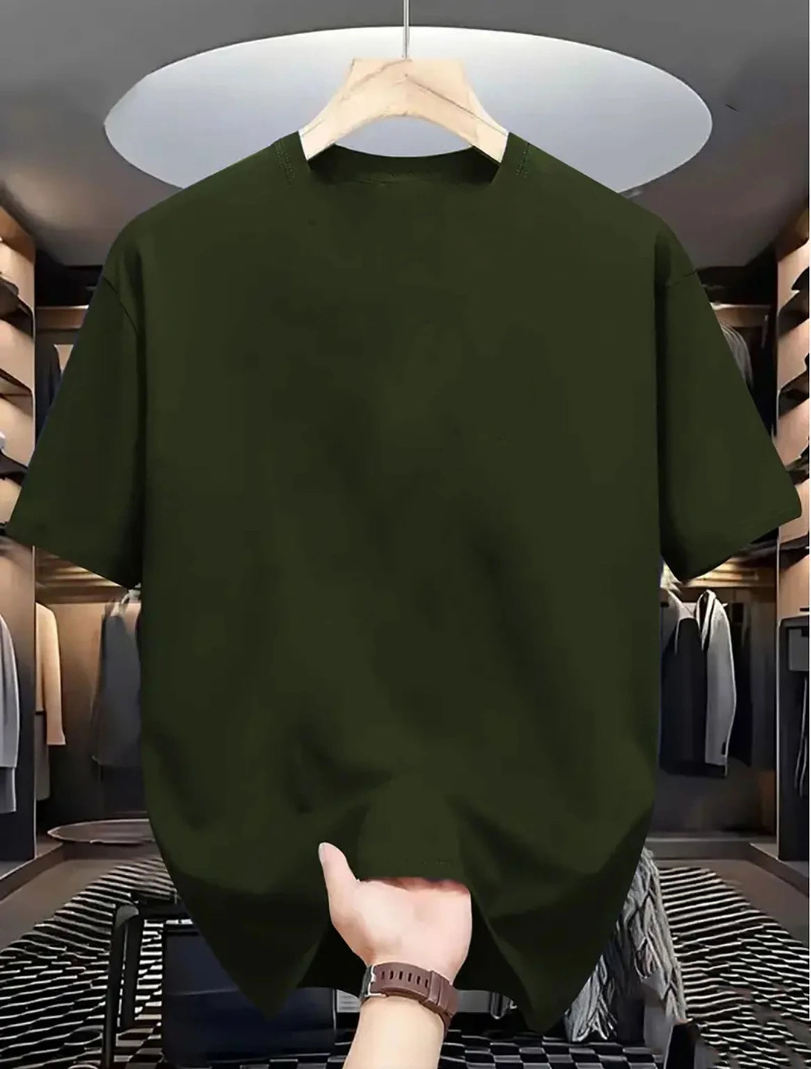 Magneto Men Printed Round Neck Pure Cotton Green T-Shirt (olive green)