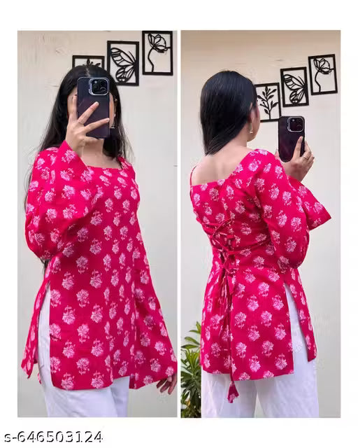 Women Rayon Printed Short Kurti