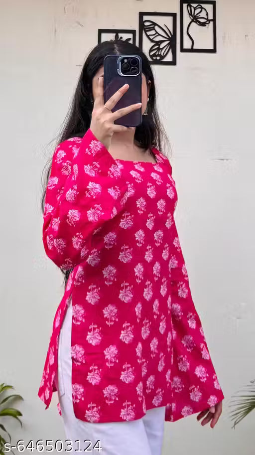 Women Rayon Printed Short Kurti