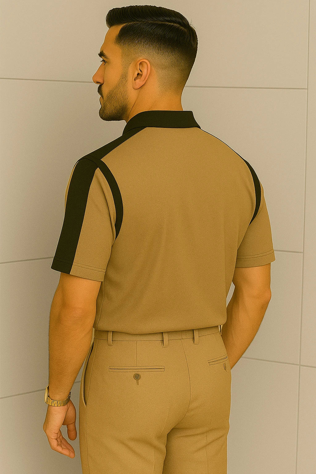 Try This Men Solid Zip Neck Cotton Blend Brown T-Shirt
