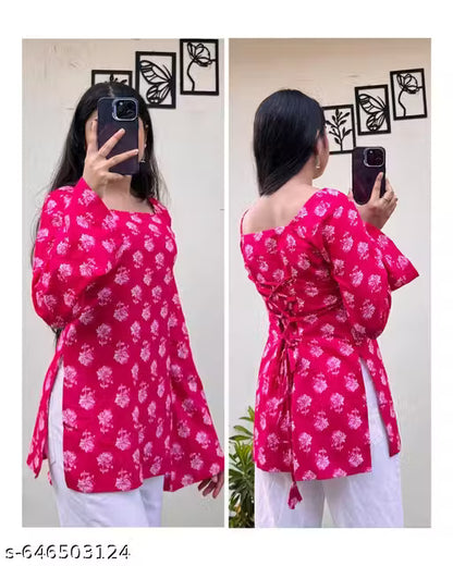 Women Rayon Printed Short Kurti