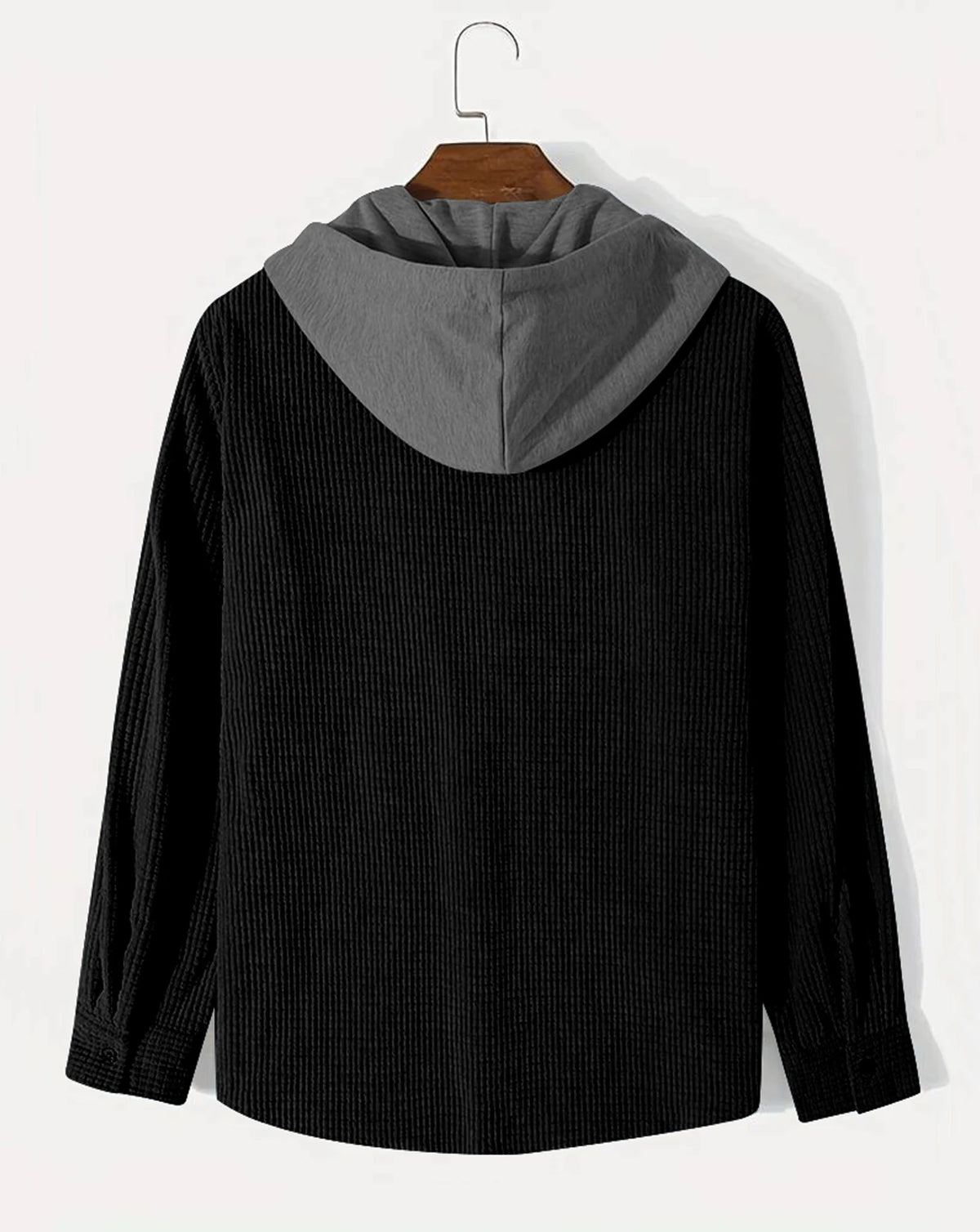 EyeBogler Men Oversized Fit Self Design Hood Collar Casual Shirt (Color Black , Grey )